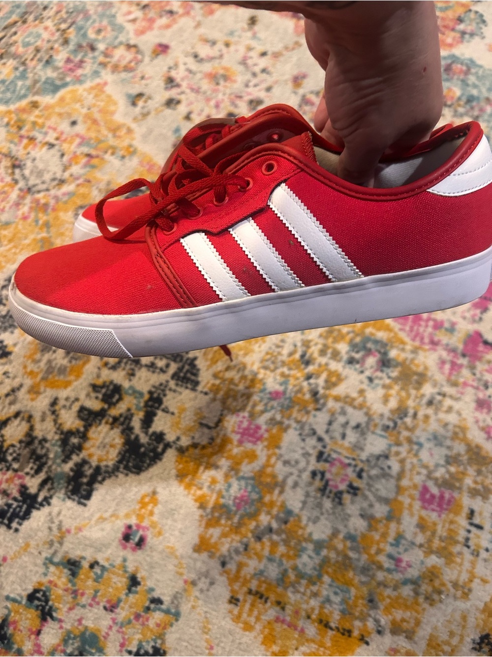 adidas Red Canvas Sneakers with White Stripes